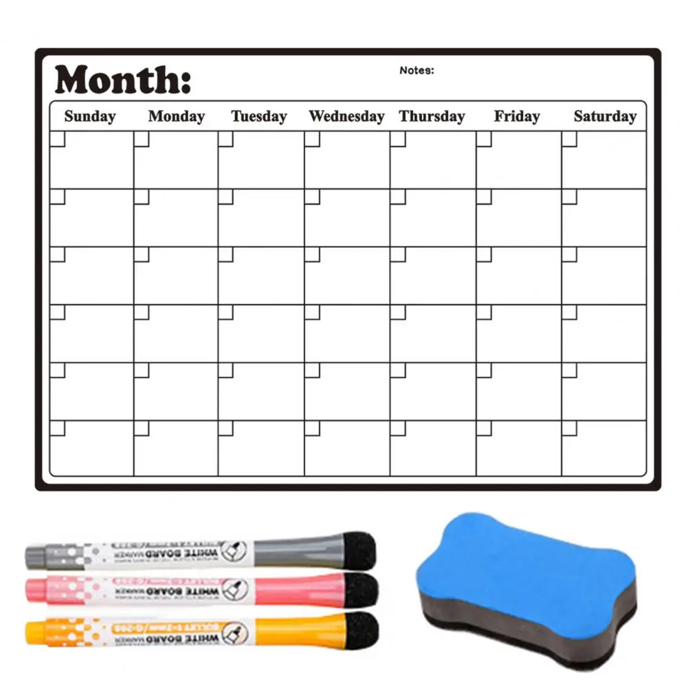 

Magnetic Fridge Calendar Whiteboard with Dry-erase Marker Erasable Refrigerator Weekly Planner Magnetic Calendar calendario