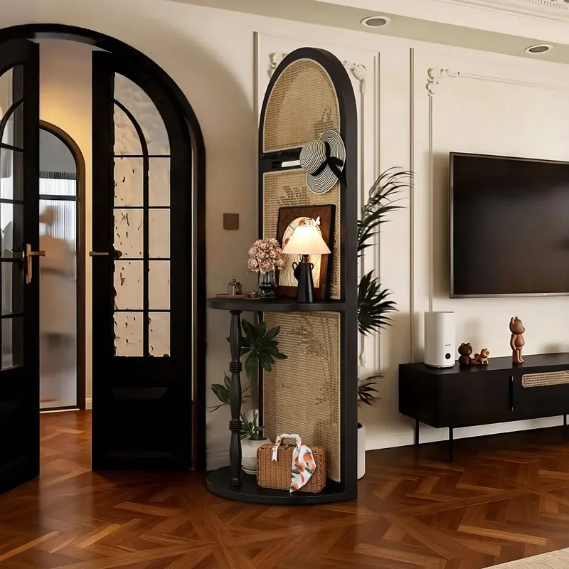 for French Screen Partition Medieval Solid Wood Coat Rack Hanging Hanger for Living Room Entrance Door Art Shelter Cabinet
