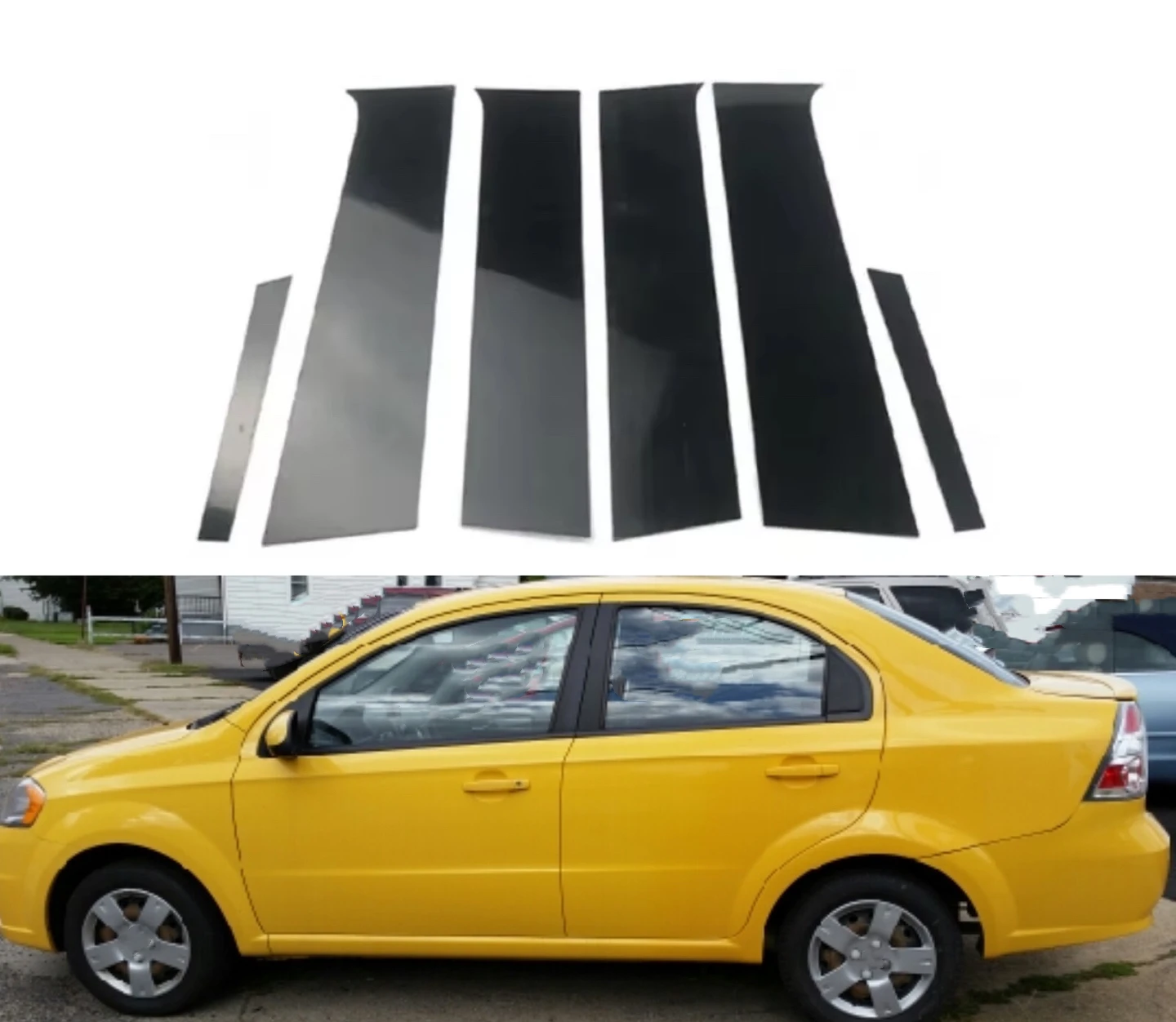 

Glossy Black Pillar Posts Fit For Chevrolet Aveo Sedan 2011 2012 2013 2014 2015 Door Window Trim Stickers