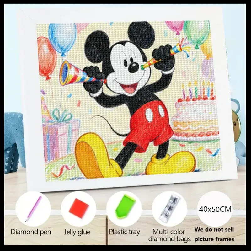 

1 шт. Disney Mickey Mouse Birthday Party 5D набор для алмазной живописи, полная дрель DIY Crystal Rhinestone Diamond Art Set для детей и Adu