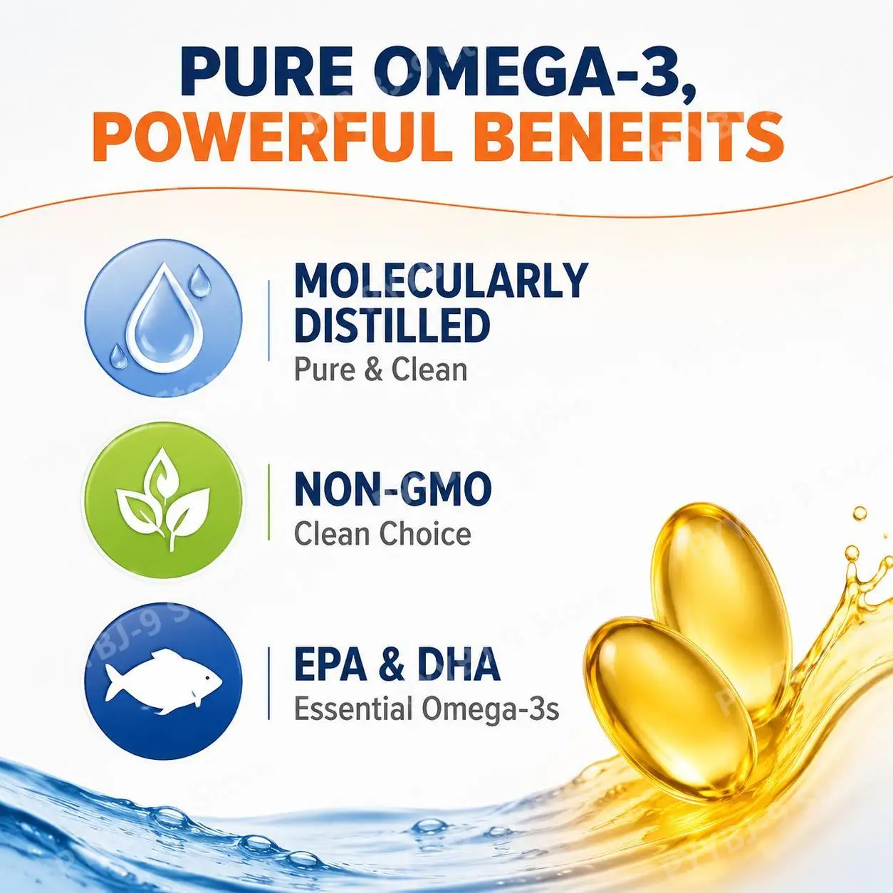 Omega 3 Fish Oil Softgels with EPA DHA, Molecularly Distilled, Heart, Brain and Eye Health Support, Easy to Swallow, 200 Count - view 2