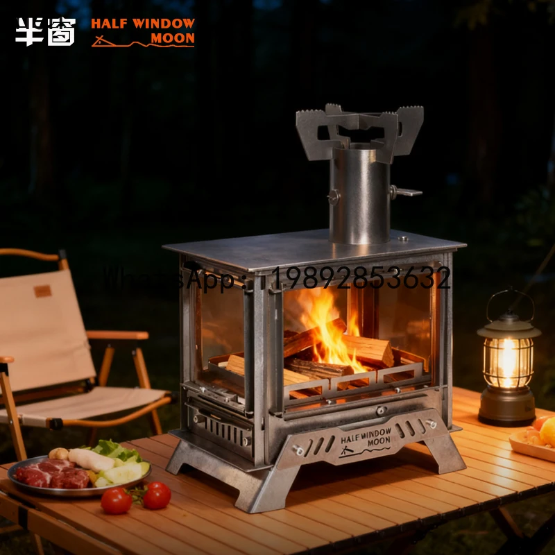 AA  Four-Sided Firewood Stove Multi-Functional BBQ Stove Camping Picnic Heating Stove
