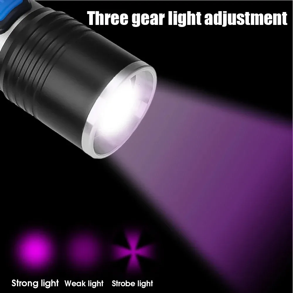 UV 395nm Flashlight Zoomable IPX4 Waterproof Stonego USB Rechargeable UV Lamp Inspection Ultraviolet Torch for Pet Urine