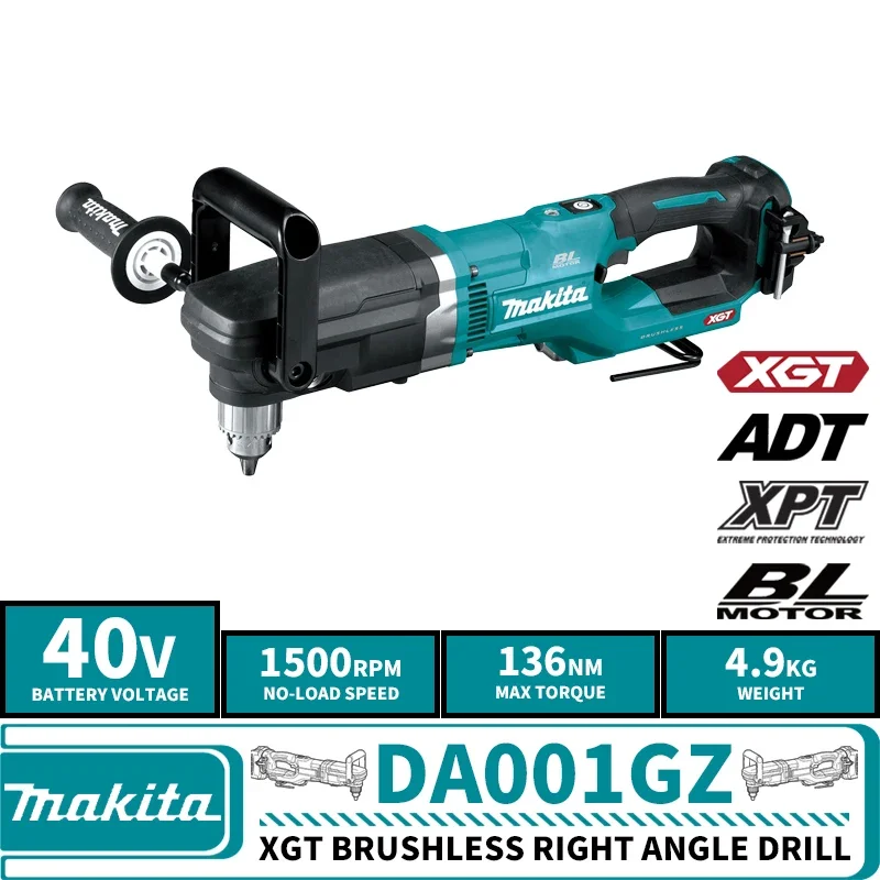 Makita DA001GZ Brushless Cordless Right Angle Drill XGT 40V Lithium Power Tools 1500RPM 136NM