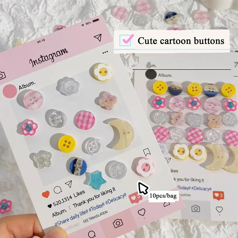 Botones para álbum de recortes de muñecas, accesorios de ropa de costura, botones para manualidades, materiales de decoración DIY, artículo de moda con agujeros, botones de serie bonita