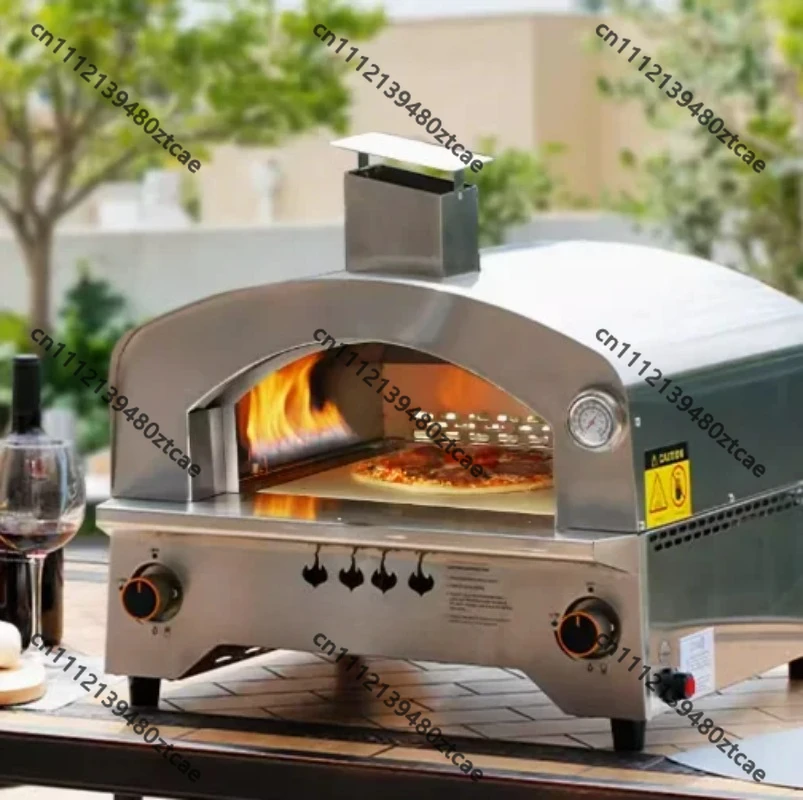 14in Outdoor Gas Pizza Oven, Portable Propane Baking Device, Auto Rotating Stone Cooker for Camping Backyard Outdoor Kitchen Use
