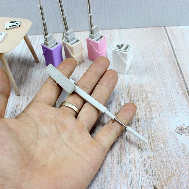 1Pcs 1:12 Dollhouse Miniature Mop Mini Cleaning Tool Furniture Decor Toy Kids Pretend Play Toys Doll House Accessories