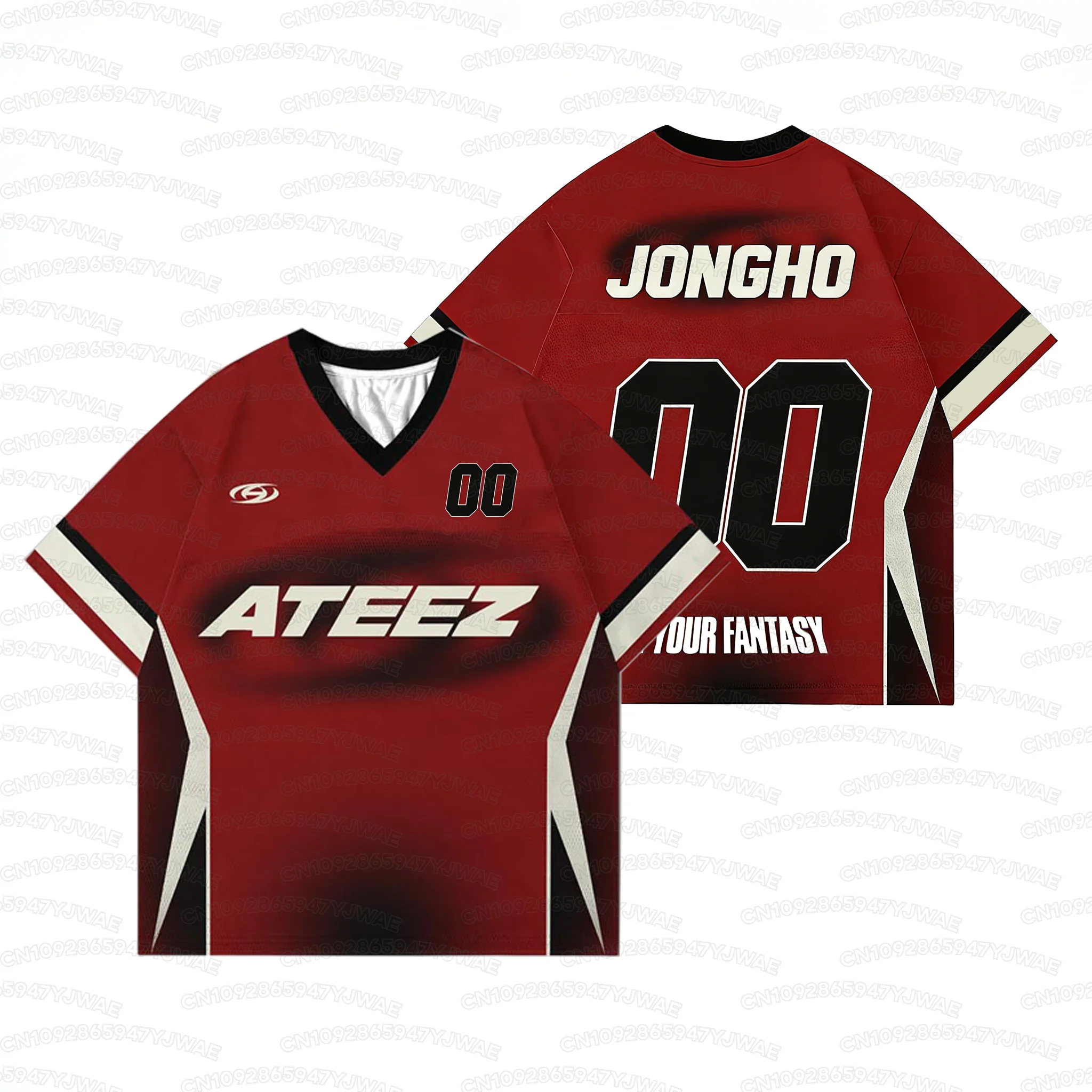 Summer Men's Women's Short Sleeve ATEEZ In Your Fantasy Tour Football Jersey kpop Album Casual T-shirt Tops Tee view 2