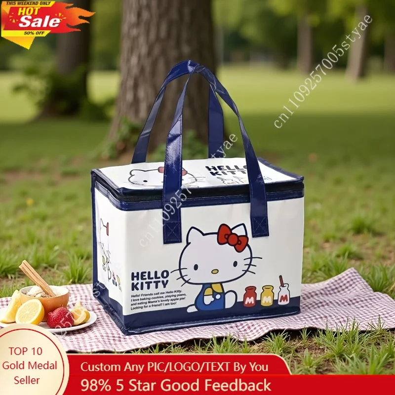 1pc Hello Kitty Cartoon Large Lunch Bag Foldable Portable Bento