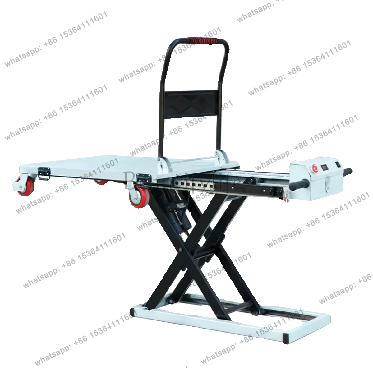 56Portable electric lake truck hydraulic lift with drone handling scissor fork slide rail mobile hand push flatbed truck