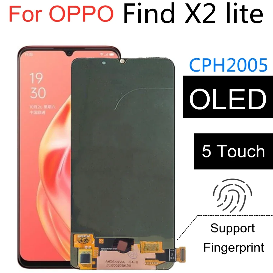 6.4inch OLED For Oppo Find X2 Lite LCD Display Touch Screen Digitizer Assembly For OPPO CPH2005 lcd find X2 Lite 5G Global