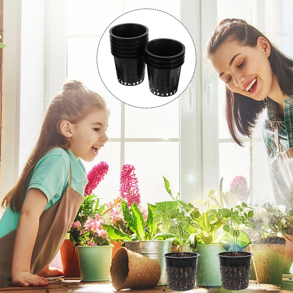 

15Pcs Hydroponic Planter Basket 4 Inch Plastic Net Pots Mesh Slotted Cups for Balcony Vegetable Green Plant Growing