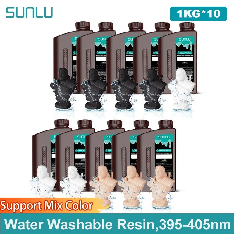 SUNLU 10 كجم راتينج طابعة ثلاثية الأبعاد قابل للغسل بالماء، 39-405 نانومتر 1 كجم راتنجات ثلاثية الأبعاد سريعة المعالجة للطابعة 2K 4K 8K LCD DLP SLA الراتنج ثلاثية الأبعاد #1