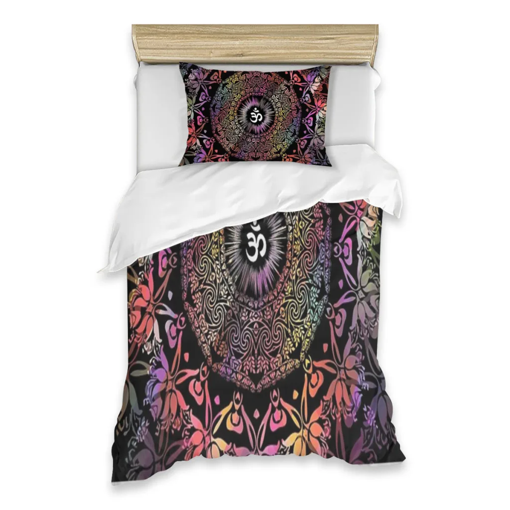 Mandala Om  Zen Yoga Hippie Meditation Single Bed Sheets Set  Complete Case Single Linen Quilt Cover