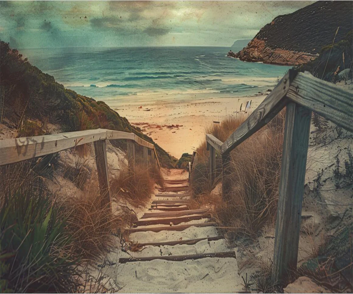 Custom size mural vintage Seascape Wooden Bridge background wallpaper home decor living room bedroom 3d wallpaper