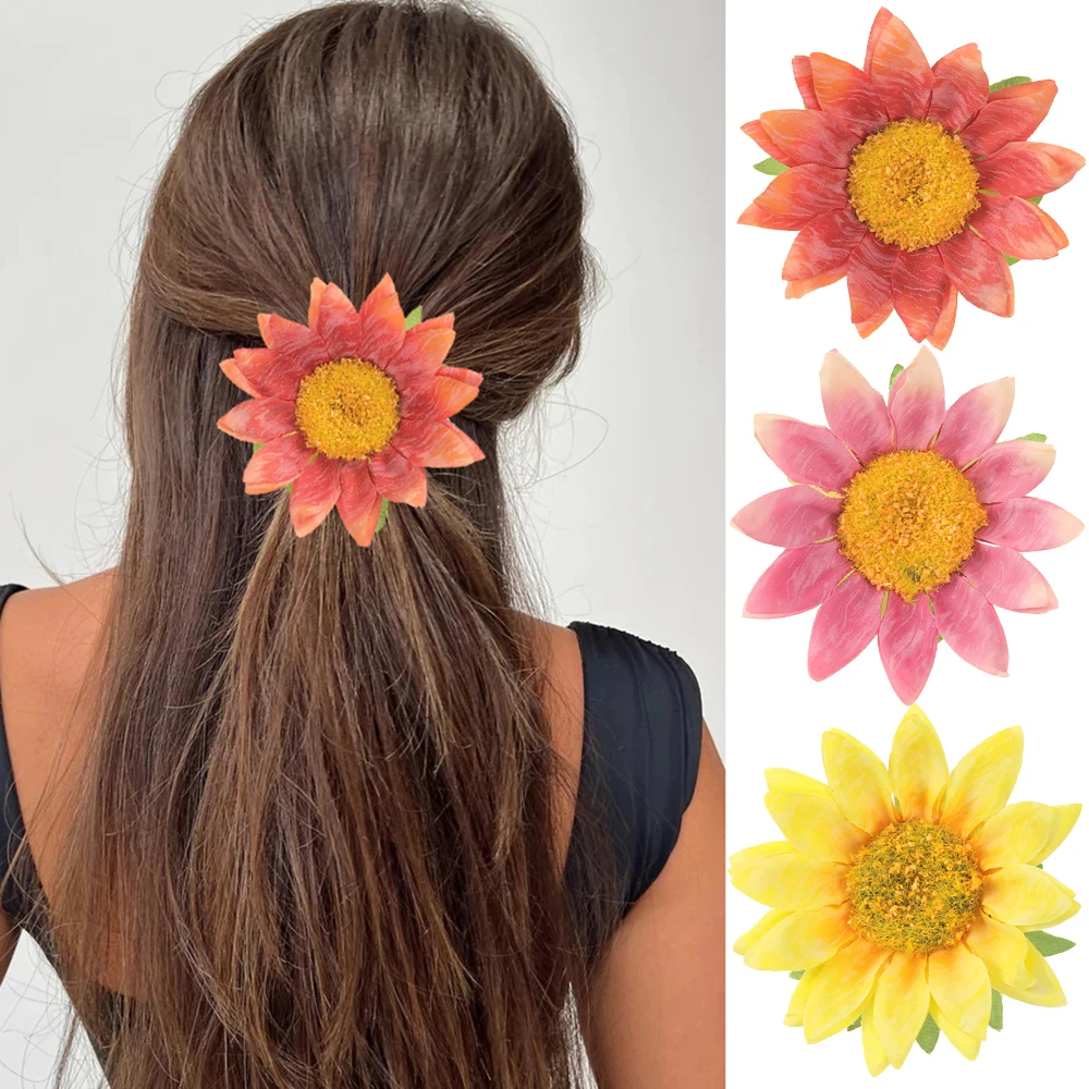 Simulated Sunflower Hairpin Mother's Day Gift Hairpin Word Clip For Women Sweet Summer Side Clip Simple Hair Accessories