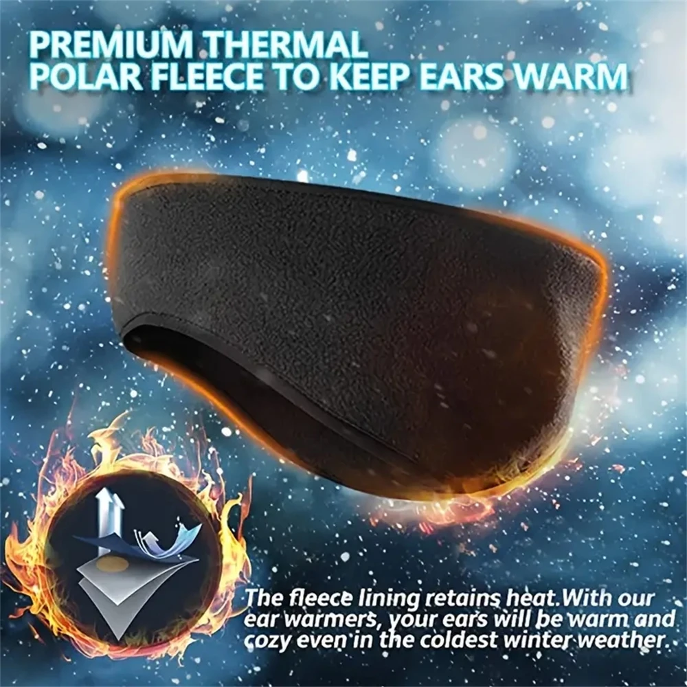 Winter Warmer Headband Breathable Windproof Sweatband Fleece Ear Cover Warmer Outdoor Sports Cycling Running Elastic Headwear