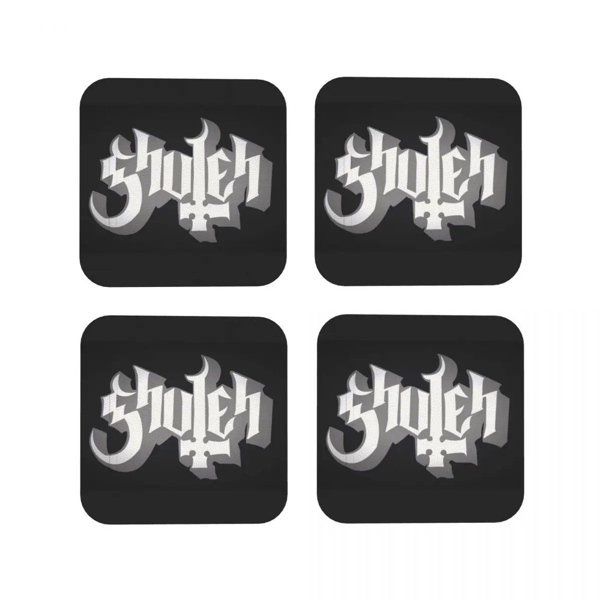 Rock Band Ghost BC Coasters Placemats ครัวกันน้ําฉนวนกันความร้อนถ้วยกาแฟสําหรับตกแต่งบ้าน Tableware Pads ชุด 4