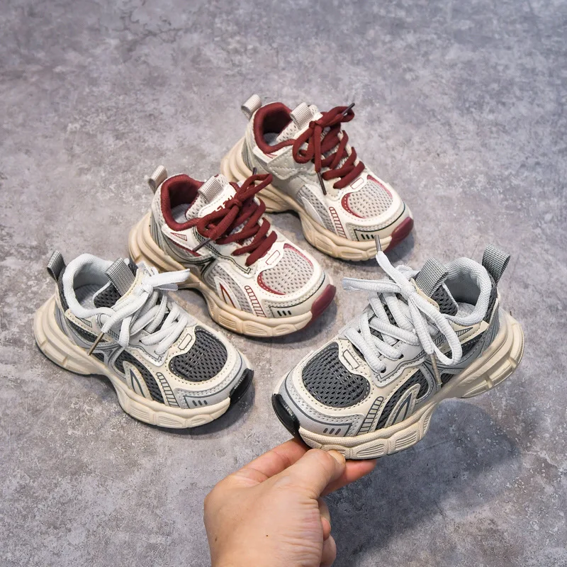 

2026 Children's Boys Girls Chunky Sneakers Kids Hiking Tennis Running Shoes New Toddler Lightweight Breathable Casual Trainers