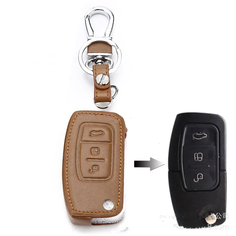 3 Buttons Full Cover Car Key Case  KeyChain Remote Fob Bag  Case For Ford Focus 2 3 4 MK2 MK3 MK4 Kuga Edge Mondeo Fusion