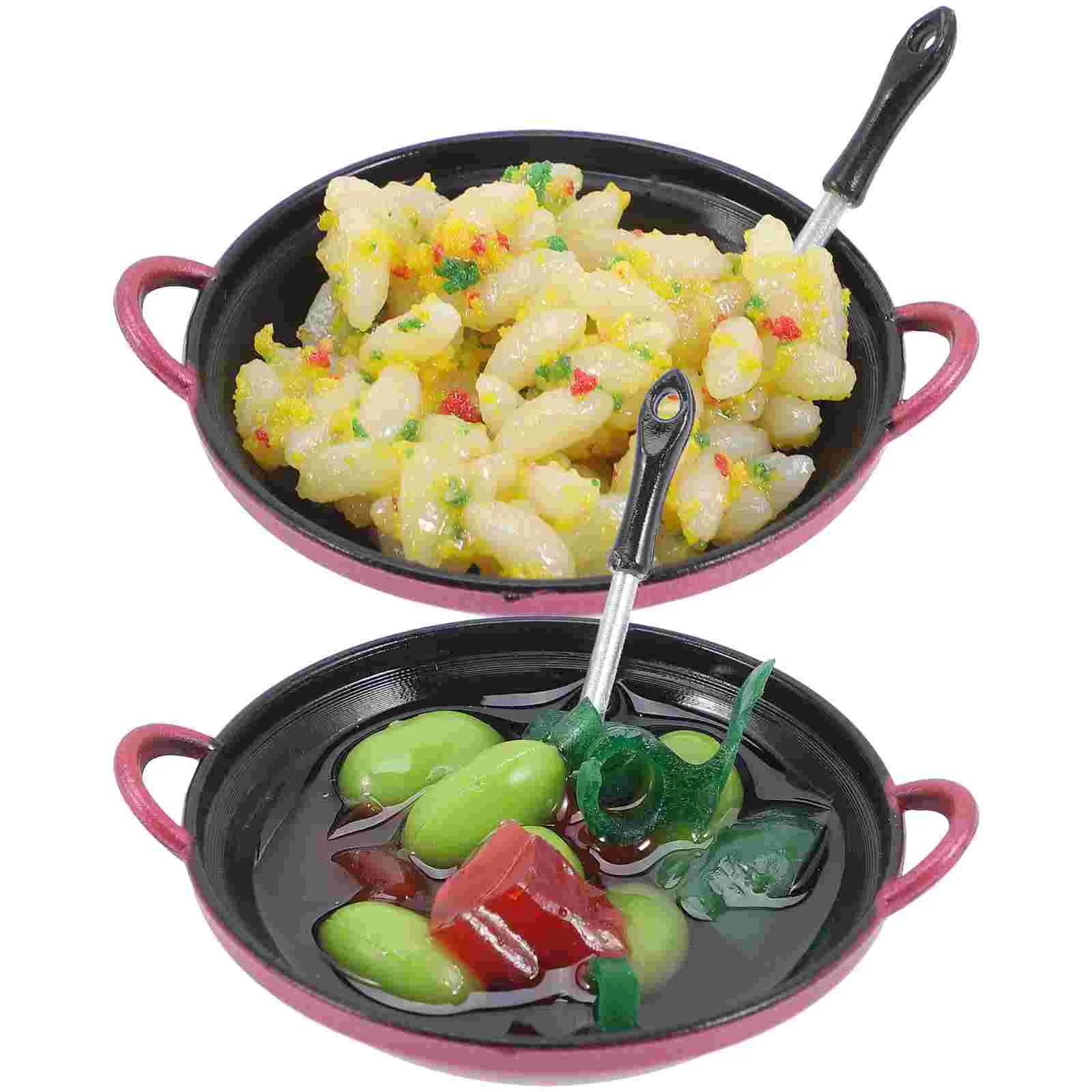 

2 Pcs House Fried Rice and Vegetables Model Child Toy Pvc Mini Accessories