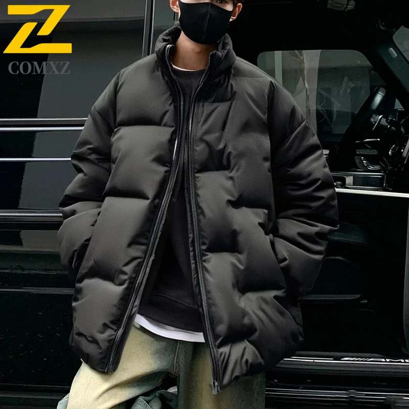 COMXZ 2025 Winter New Puffer Coat Stand Collar Solid Color Outdoor Travel Lightweight Down Jacket White Duck Down Thermal Coat