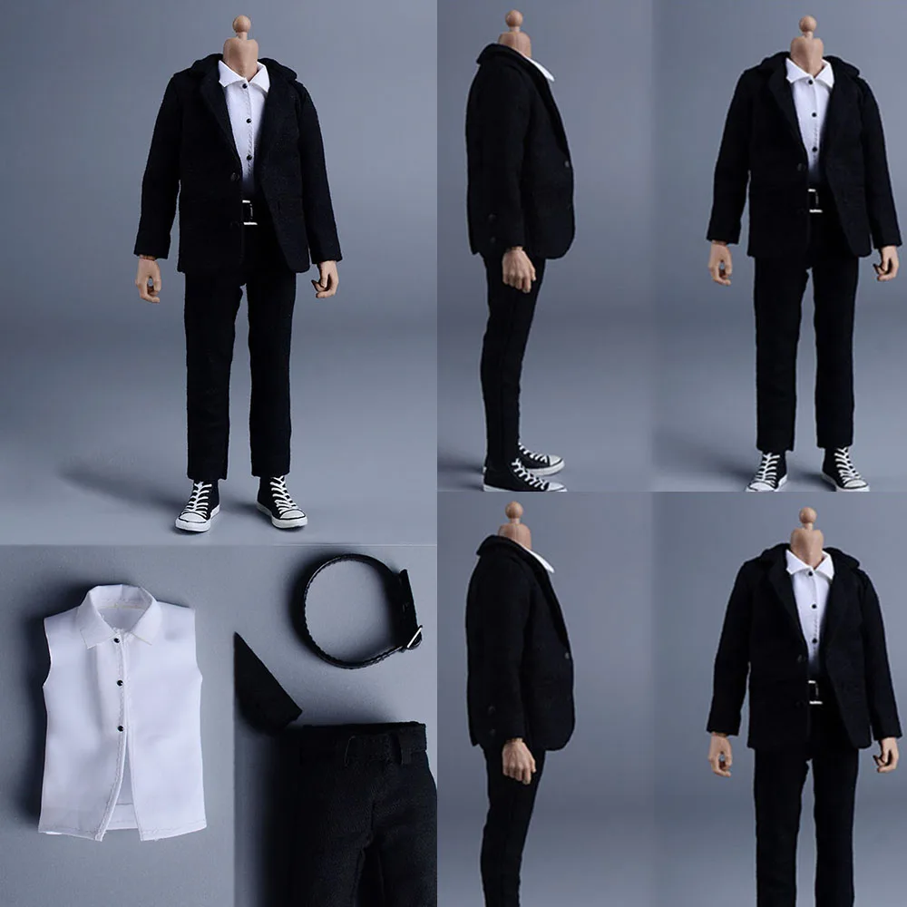 Blazer de soldado para hombre, chaqueta de traje informal, abrigo, pantalones, cinturón, camisa blanca para manualidades, muñeca modelo de figura de acción de tendencia de 6 ", 1/12