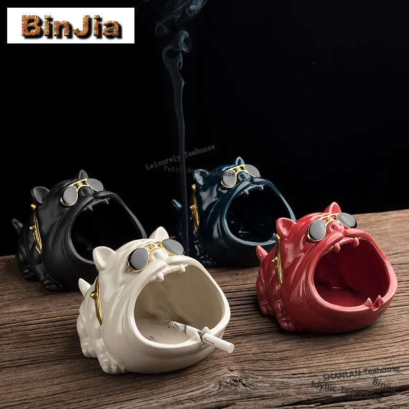Cartoon Dog Cute Animals Ceramic Ashtray Boutique Cigarette Ashtray Closed Ash Tray Household Weed Smoking Tableware Ornaments