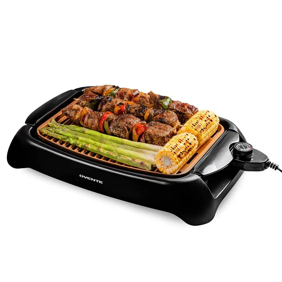 

Electric Indoor Grill with 13x10 Inch NonStick Cooking Surface, 1000W Fast Heat Up Power, Adjustable Temperature, Removable and