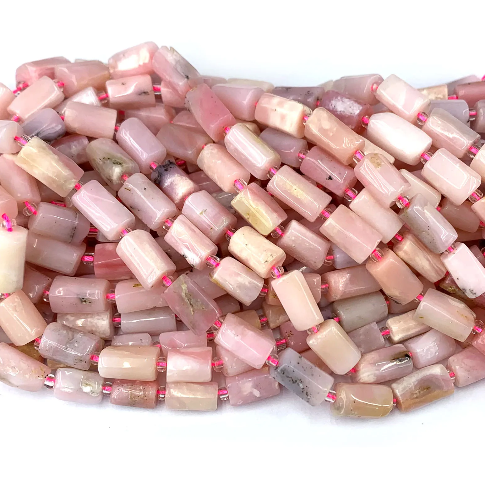 

Veemake Natural Peru Pink Opal Nugget Free Form Column Loose Smooth Beads For Jewelry Making 08604