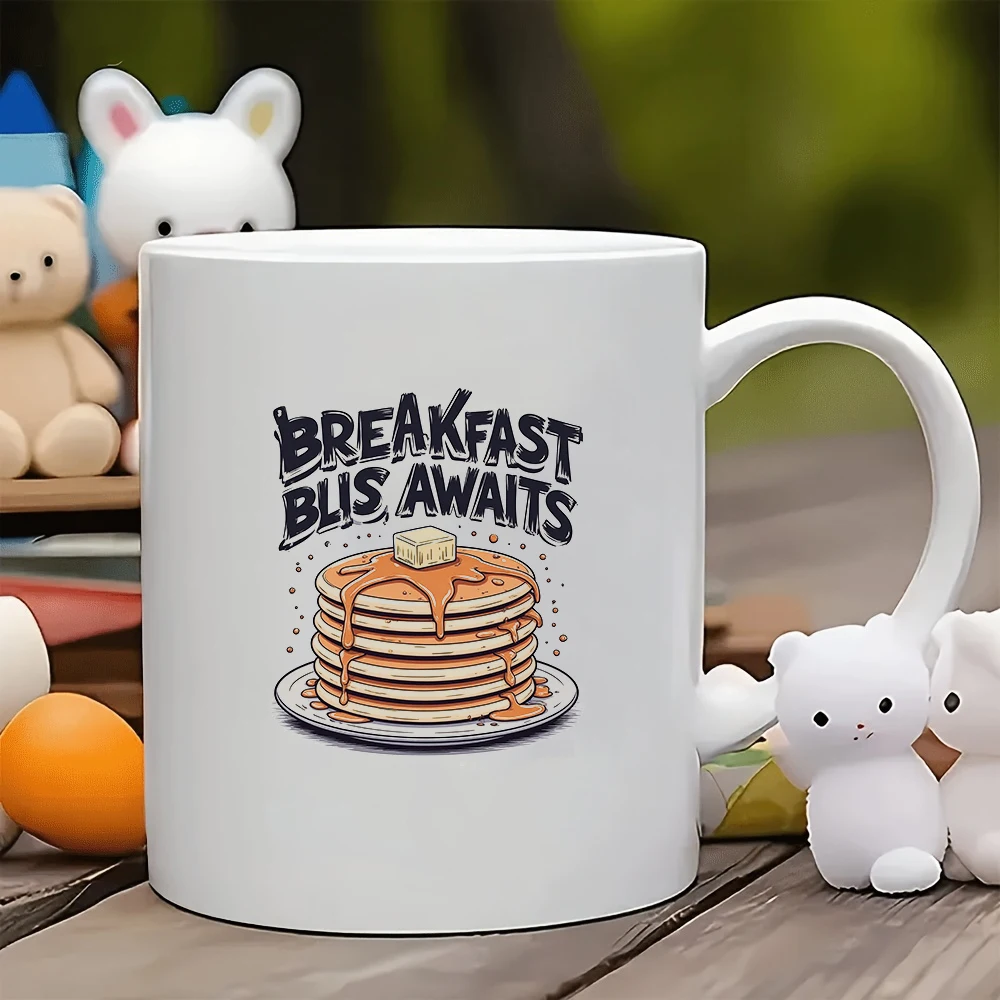 11oz cartoon breakfast mug + sweet pancake syrup pattern + universal kids' family cup - Essential Christmas office gift