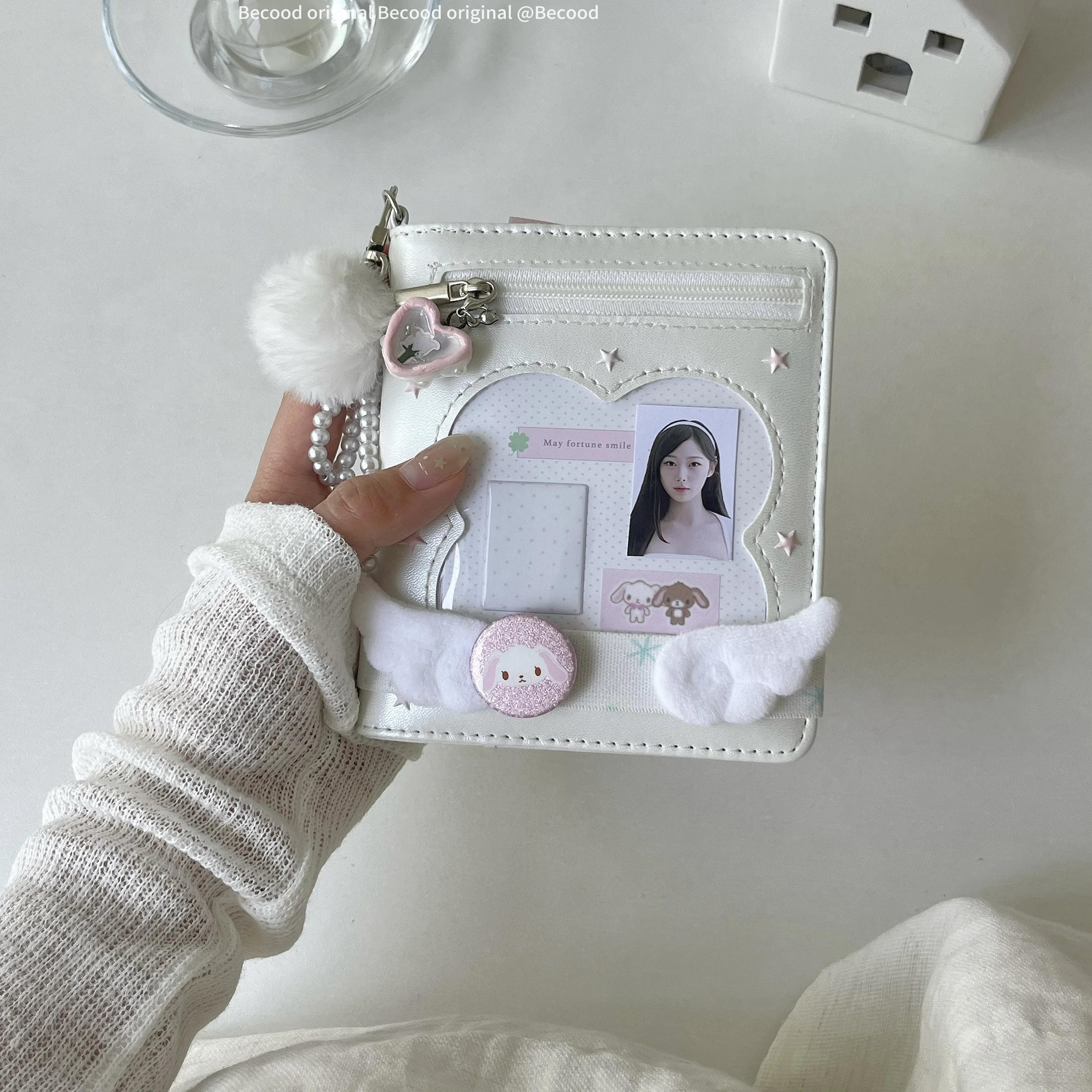 Pearl White Clover M5 Binder Notebook Korean PU Cute Journal Girl Student Diary Book M5 다이어리