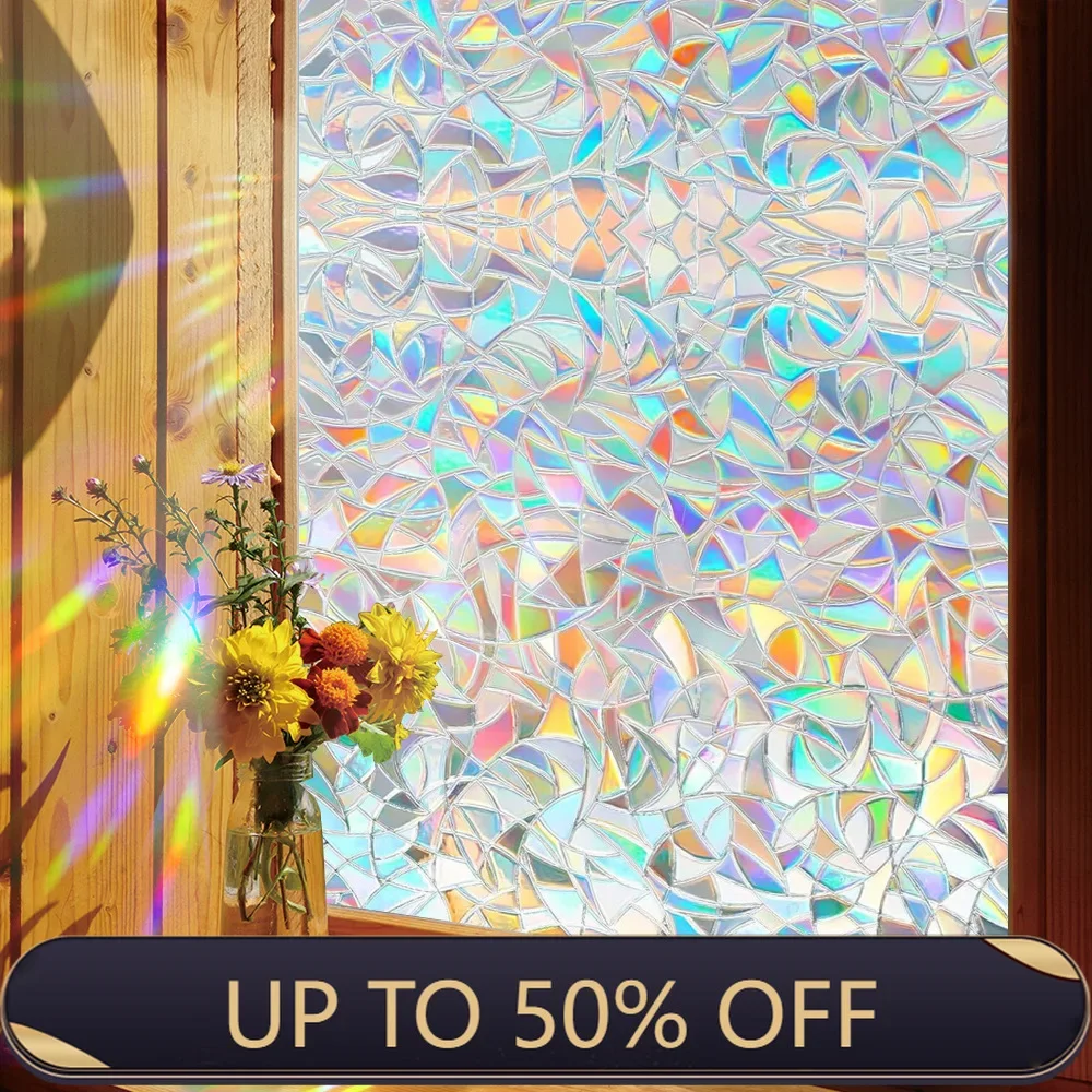 Sun Catcher Crescent Glass Sticker Electrostatic Decorative Painting Rainbow Removable Sunscreen Window Sticker Painting