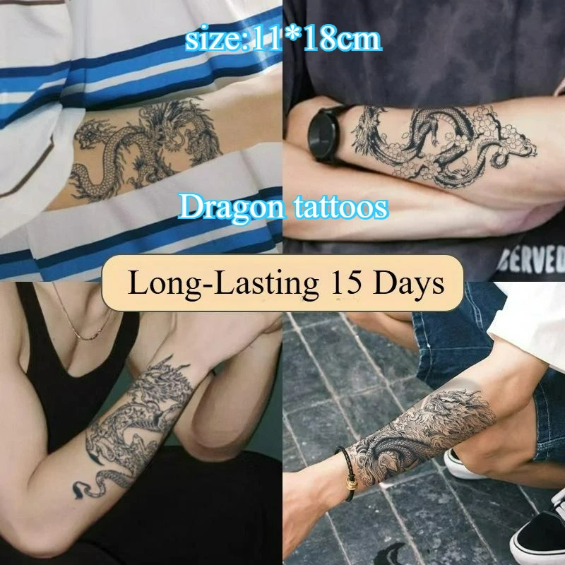 

Dragon Temporary Tattoos for Men Women Waterproof Long-Lasting 15 Days Tattoo Stickers Semi-Permanent Fake Tattoo Magic tattoo