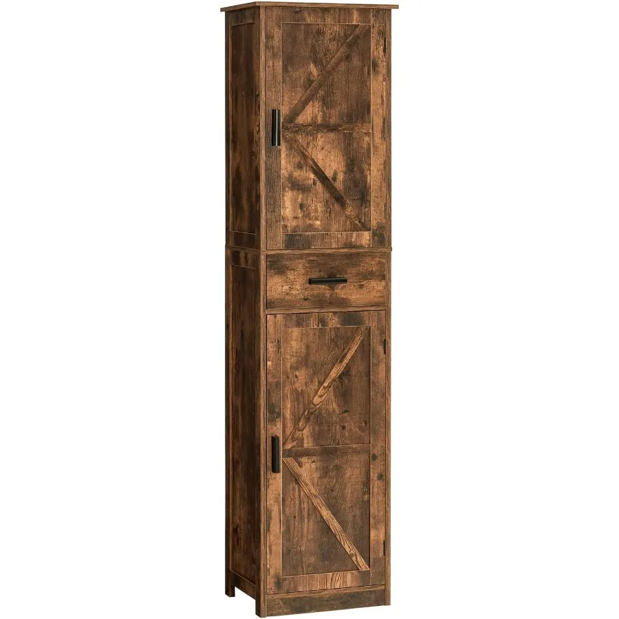 خزانة تخزين طويلة مع 6 أرفف ودرج لغرفة المعيشة في الحمام أو المكتب المنزلي بتصميم ضيق مع أرفف قابلة للتعديل Ru #1