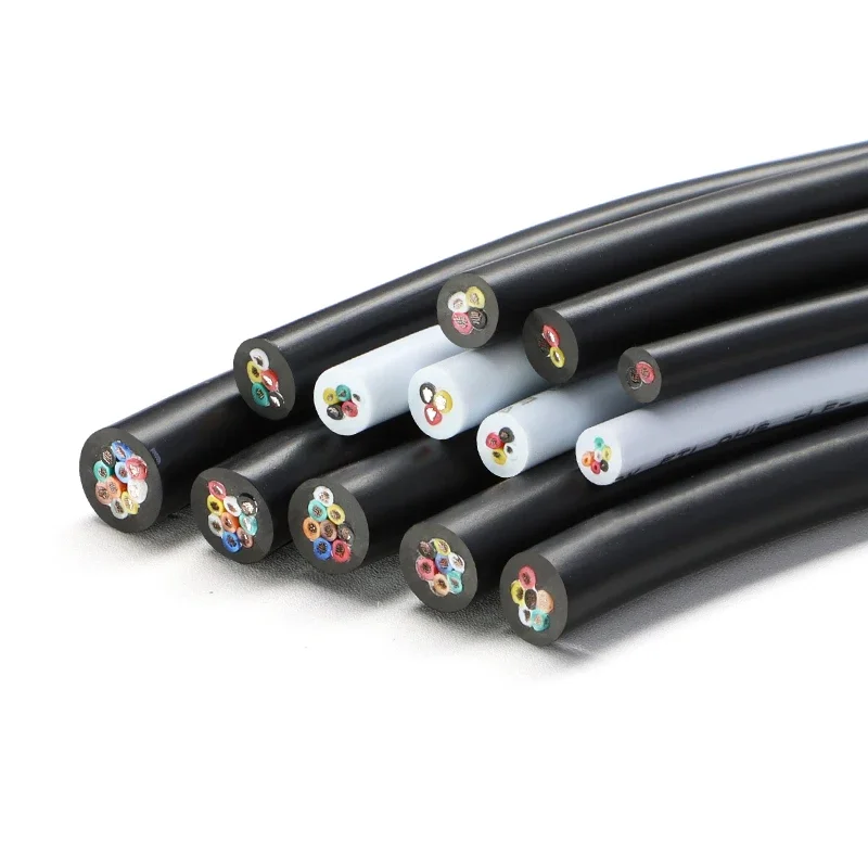 1 متر UL2464 أسود/أبيض متعدد النواة سلك 30 28 26 24 22 20 18 16 14AWG PVC معزول 2 ~ 10 النوى إشارة كهربائية كابل الصوت