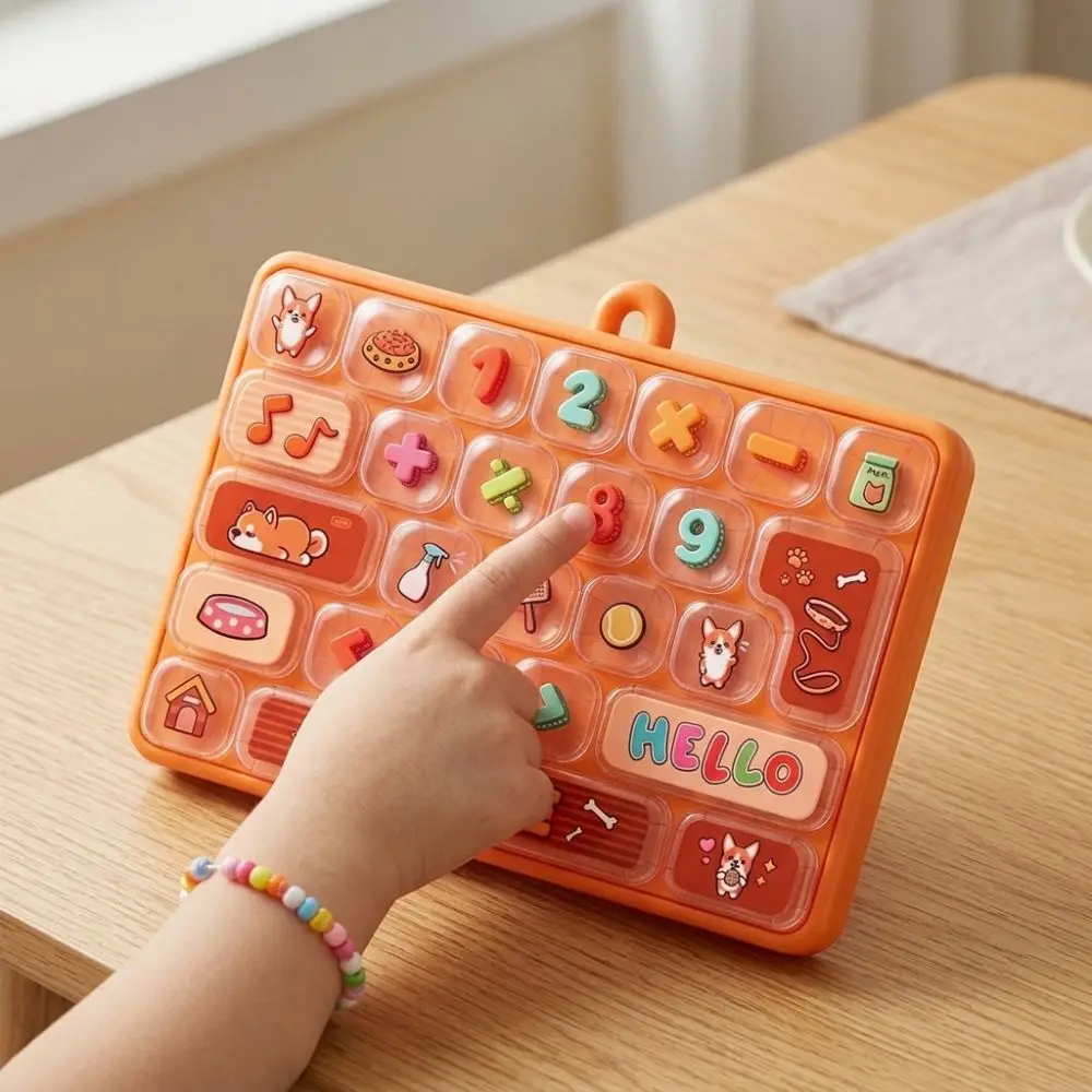 Cartoon 26 Keys Fidget Keyboard Plastic Clear Key Sounds Fingertip Button Key Ring Clickable Keys Animal Patterns