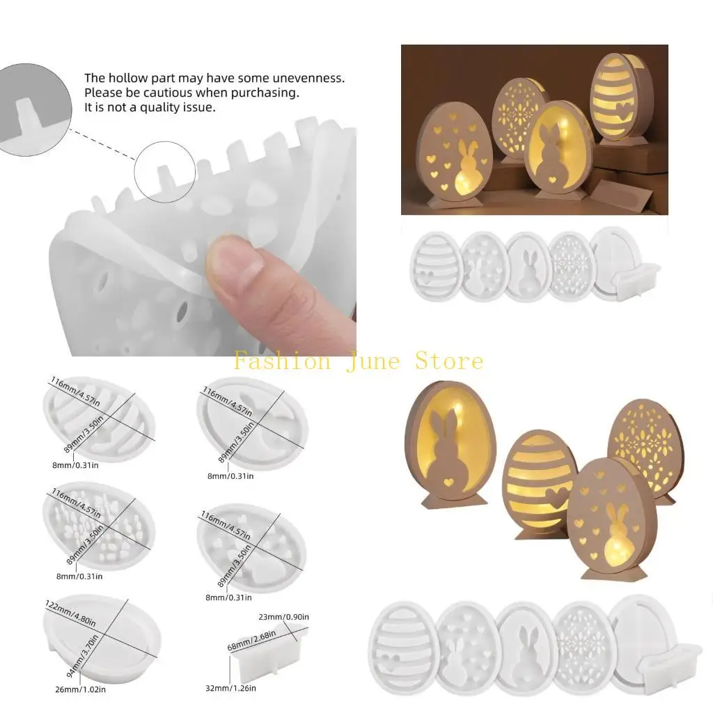 

N5KA Silicone Mold Set Handmade Craft Moulds Silicone Texture Perfect for Easter Eggs and Rabbit Silhouettes Holders