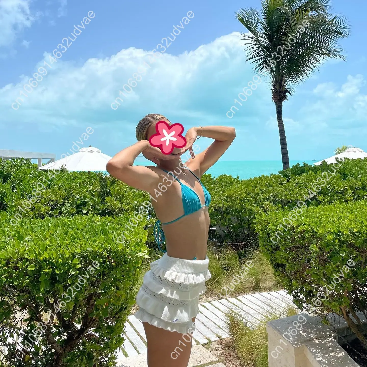 Women Hollow Out Crochet Knit Shorts Ruffled Layered Pleated Tiered Summer Fall Beach Music Festival Shorts