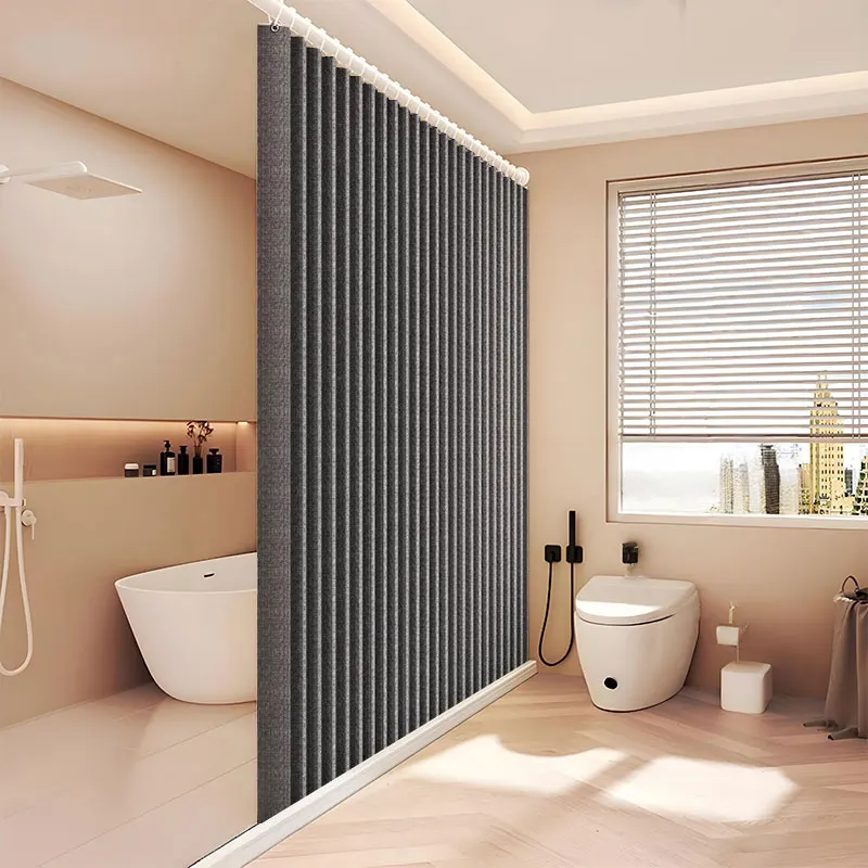 Foldable Door Curtain Privacy Protection Waterproof Room Divider Partition Hanging Wall for Bathroom Kitchen Living Room Space S