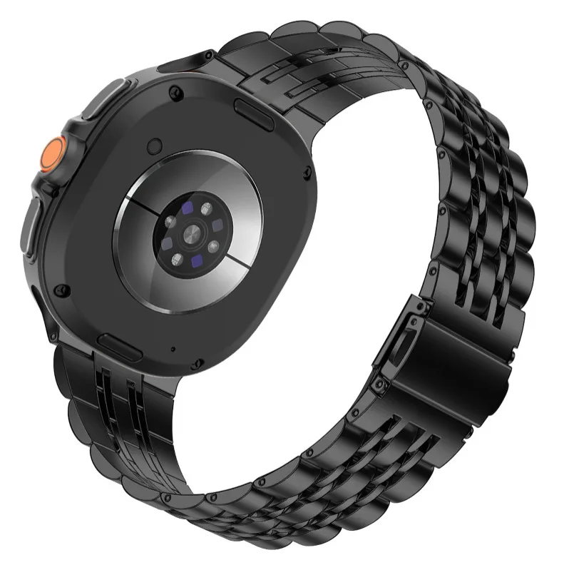 For Samsung Galaxy Watch8 Watch Strap Watch8 Classic One-piece Seven-Bead Flat Buckle Steel Strap