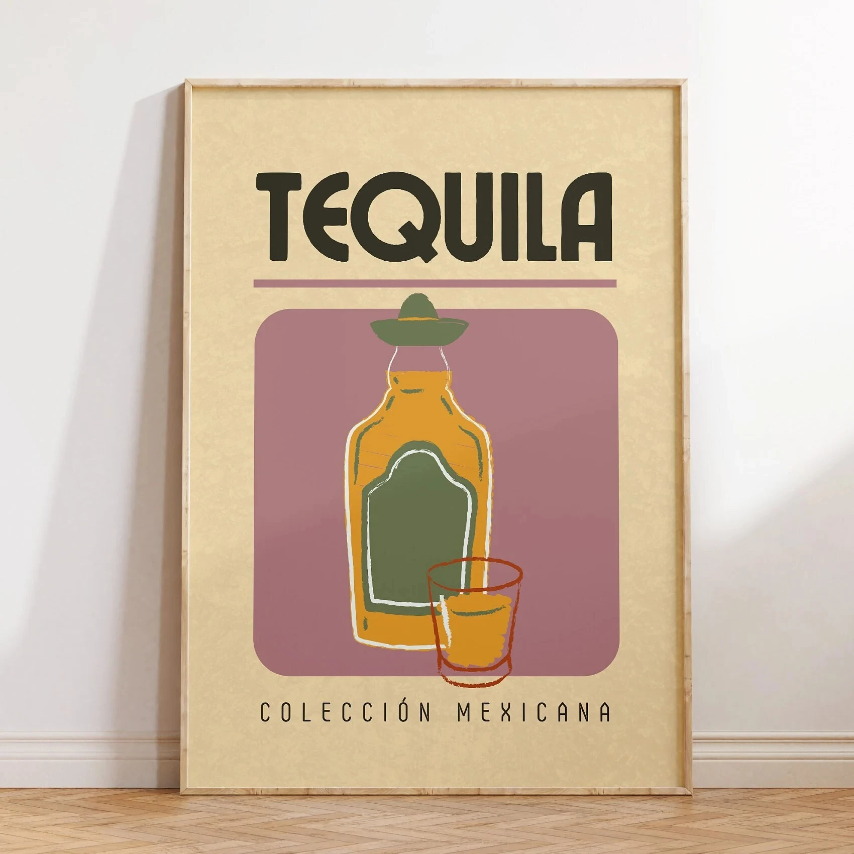 Mexican Art Poster Tequila Drinks and Ice Cream Minimalist Vintage Canvas Print Wall Decoration Home Bar Decoration Perfect Gift