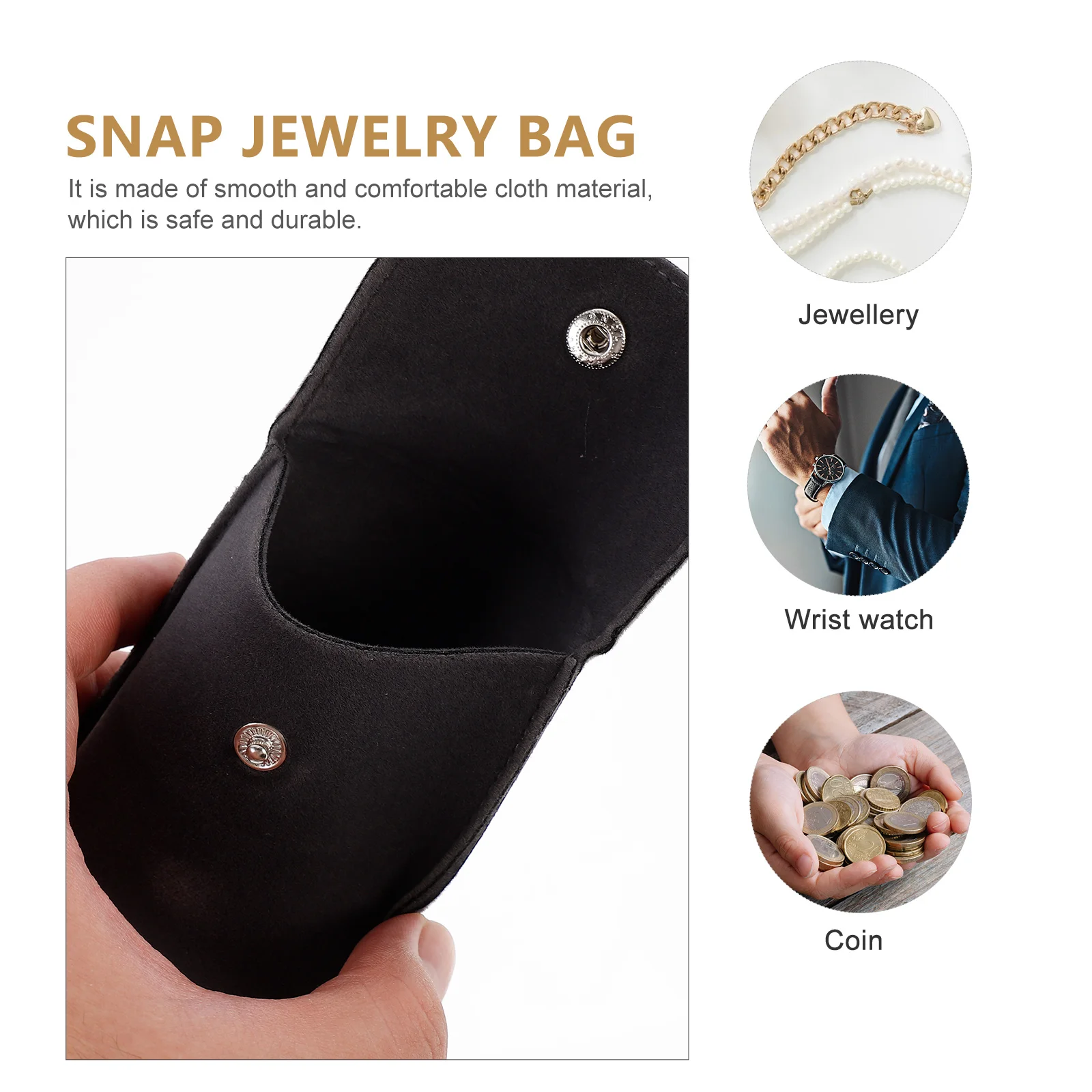 

Convenient Snap Closure Jewelry Storage Bag For Bracelets Watches And Necklaces Perfect For Events