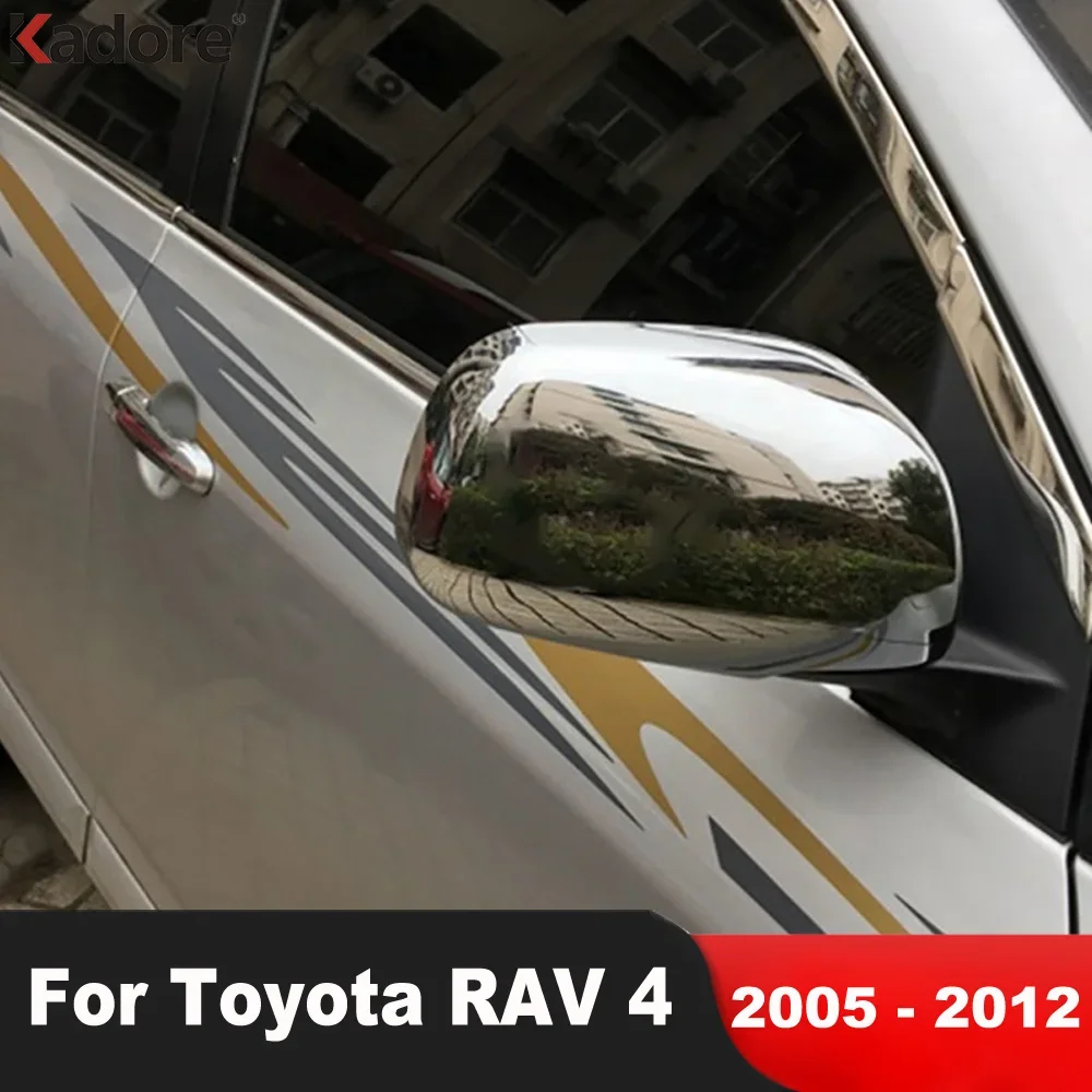 

Rearview Mirror Cover Trim For Toyota RAV4 RAV 4 2005-2010 2011 2012 Chrome Car Door Side Wing Mirrors Cap Shell Accessories