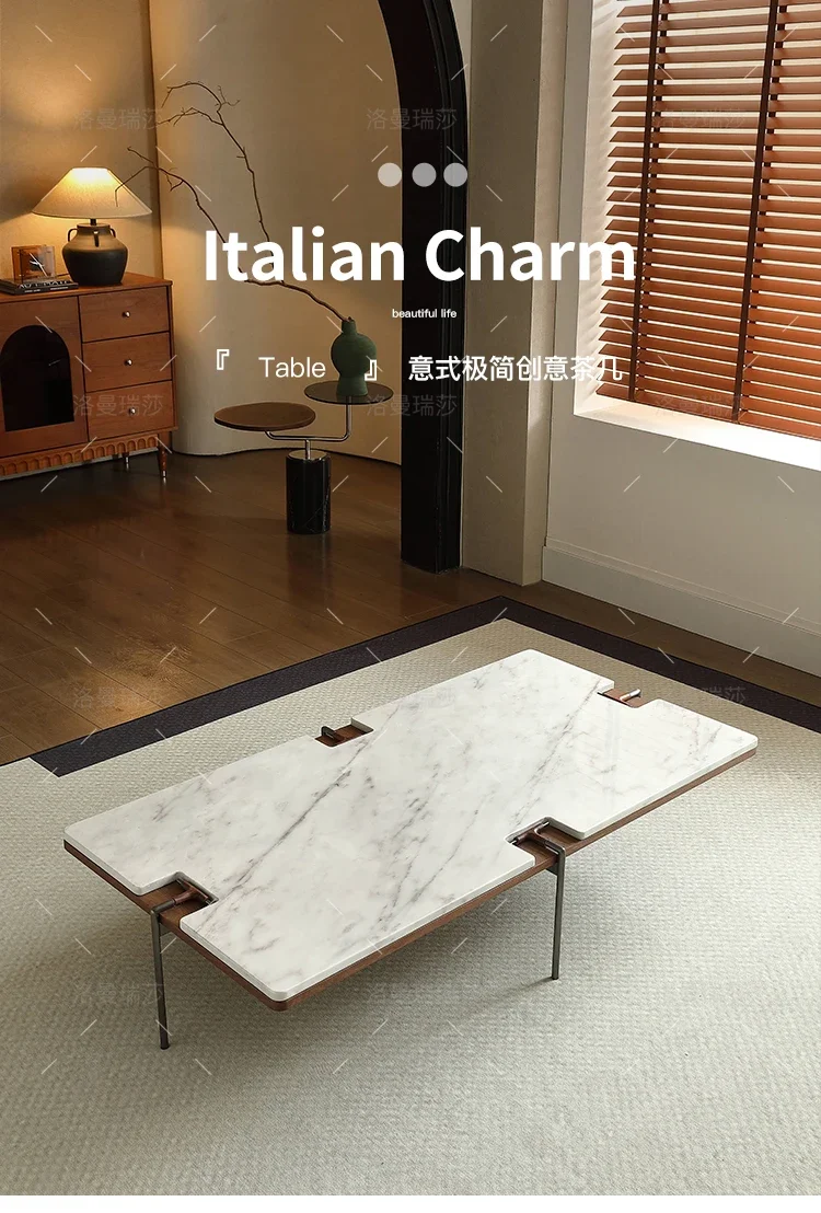 

Минималистичный мраморный журнальный столик для гостиной, художественный прямоугольный настольный светильник, роскошный высокий смысл