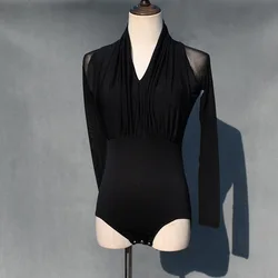 Adult Women Latin Dance Costumes Female Tassel Skirt And Long Sleeve Basic Top Spandex Milk Silk Stage Dancing Practice Clothing