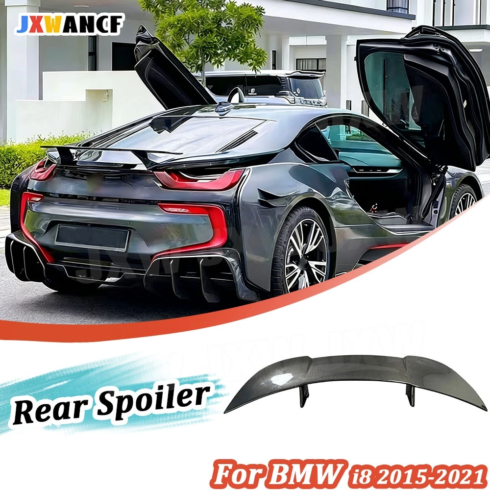 

JXWANCF для BMW i8 2015-2021 задний спойлер из углеродного волокна, подходит для FRP, украшение заднего крыла, задний спойлер для губ багажника