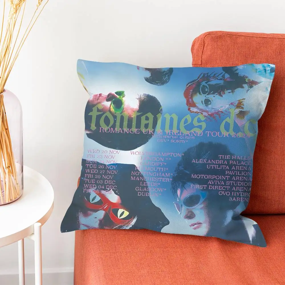 Funda de almohada Band Fontaines D.C, funda de cojín para sofá y sala de estar, adecuada para decoración del hogar, dormitorio y habitación