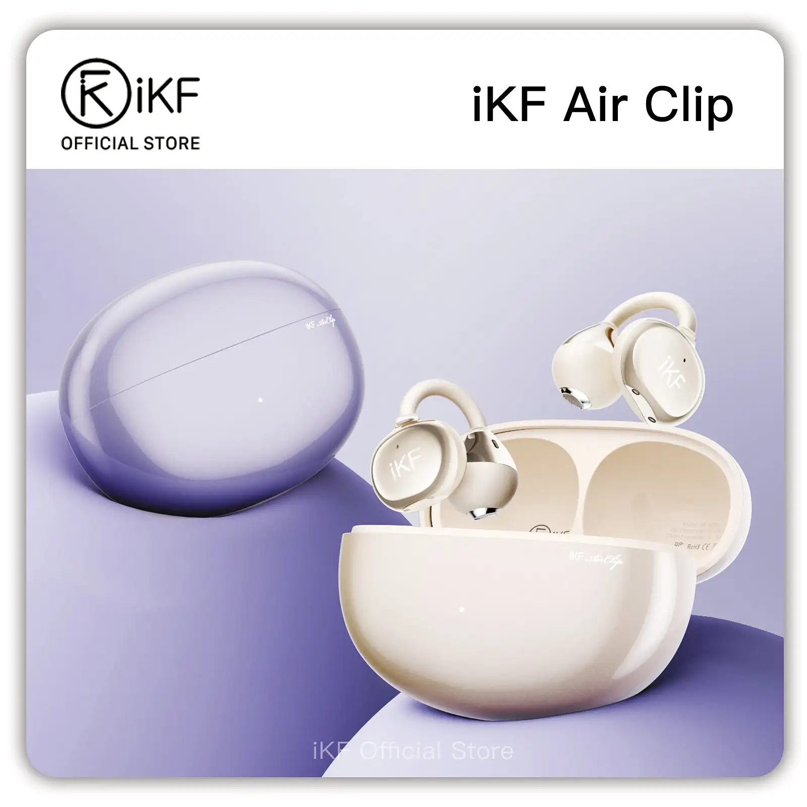 

iKF Air Clip Wireless Bluetooth Earbuds Open Ear Earclip Earphones Leak Proof For Sports Workout