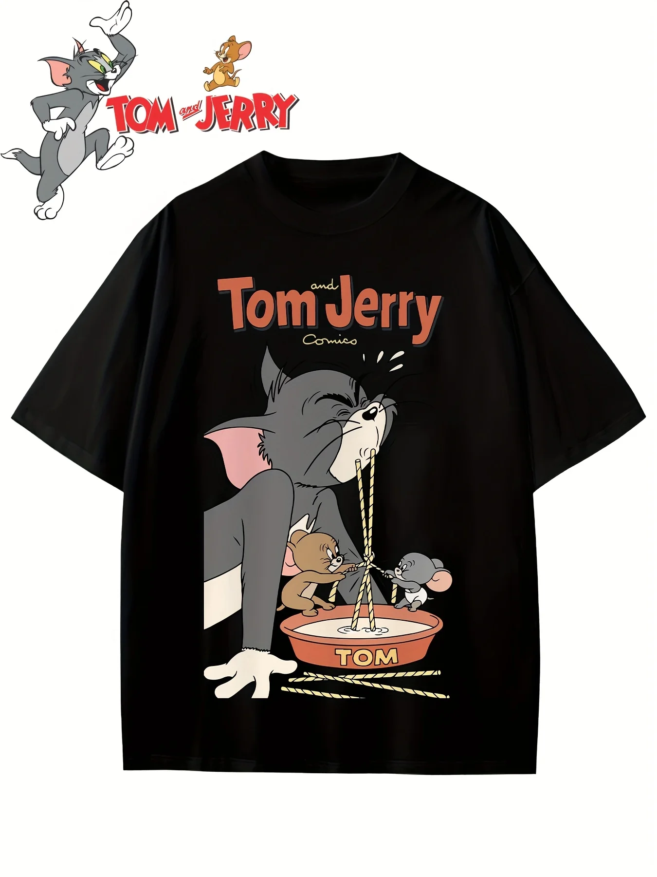 

Tom and Jerry Graphic Printing Summer Autumn Winter Cotton Men's and Women's T-shirts Short Sleeves Luxury Outdoor Sports Brand
